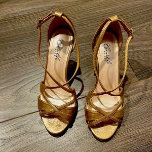 Rose gold 3 inch strappy heels